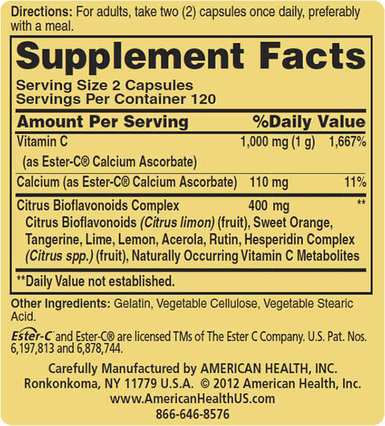 EsterC 500 mg with Citrus Bioflavonoids 240 Vegetarian Capsules