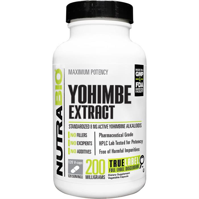 NutraBio Yohimbe 8 mg 120 Vegetable Capsules