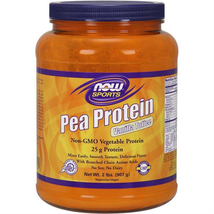NOW Sports Pea Protein Powder Natural Vanilla Toffee 2 lb 22 Servings