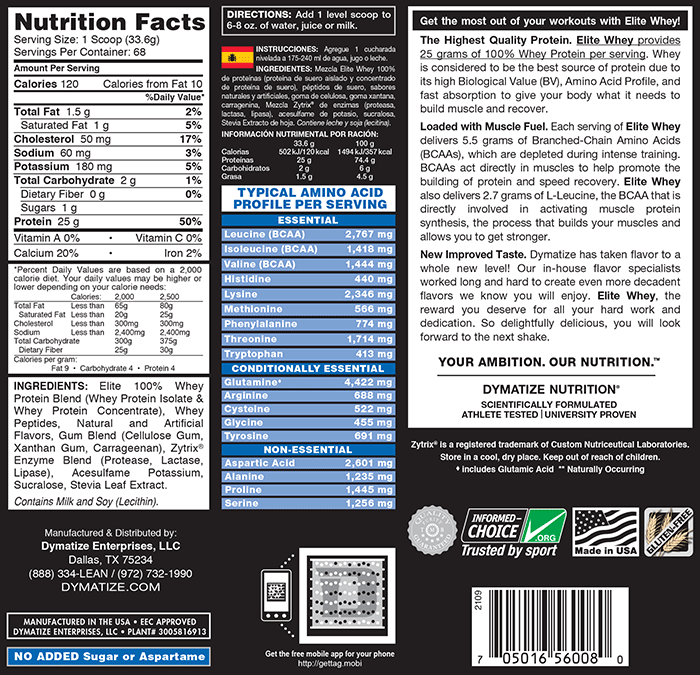 Dymatize Elite Whey Protein Isolate Gourmet Vanilla 5 lb