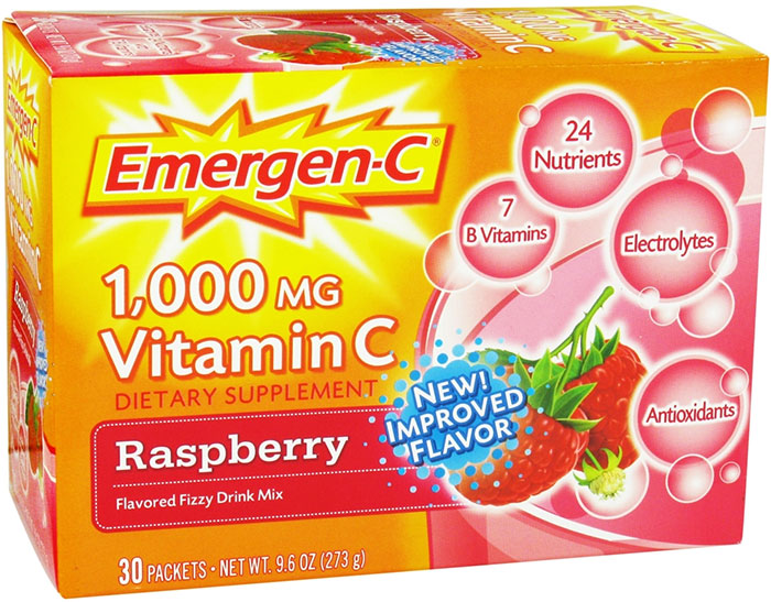 EmergenC Vitamin C Energy Booster Raspberry 1000 mg 30 Packets