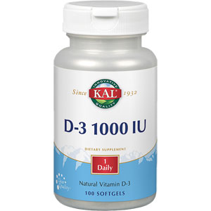 KAL D-3 1000 IU 100 Softgels