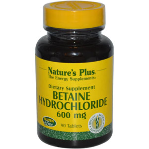 Nature's Plus Betaine Hydrochloride 600 mg 90 Tablets