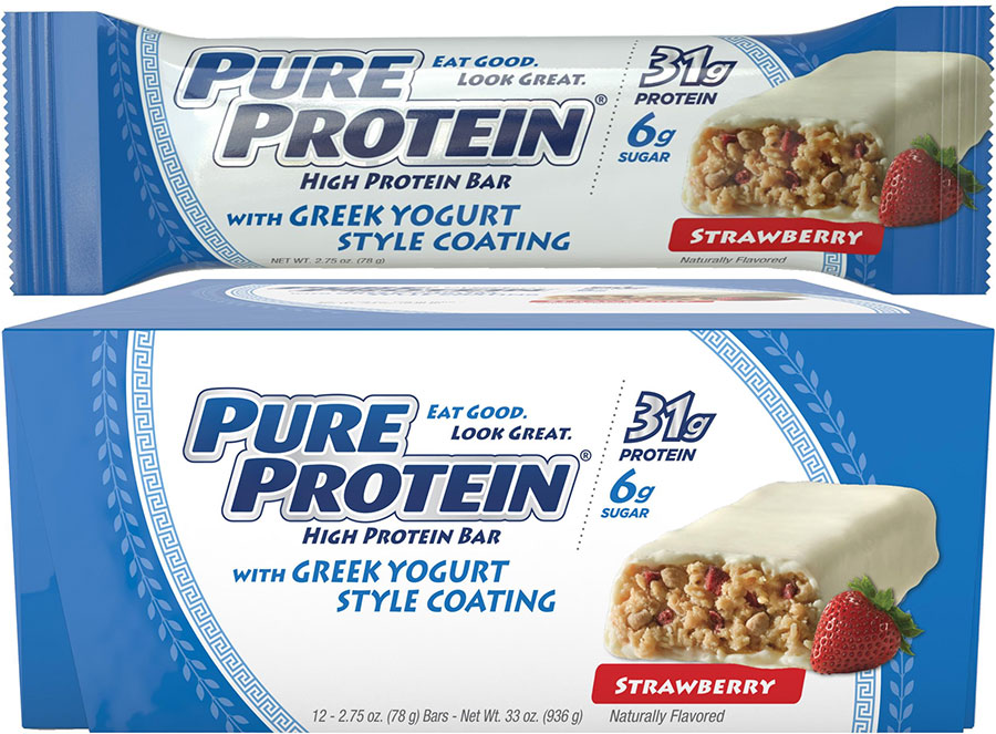Pure Protein Strawberry Greek Yogurt Style Coating High Protein Bar 12 Bars