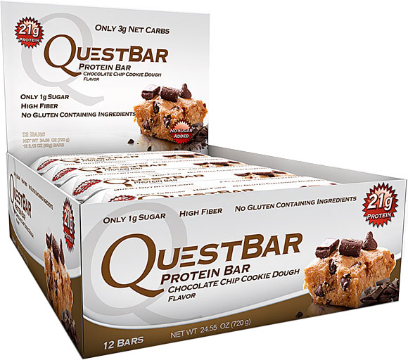 Quest Bar Chocolate Chip Cookie Dough Box of 12 2.12 oz Bars