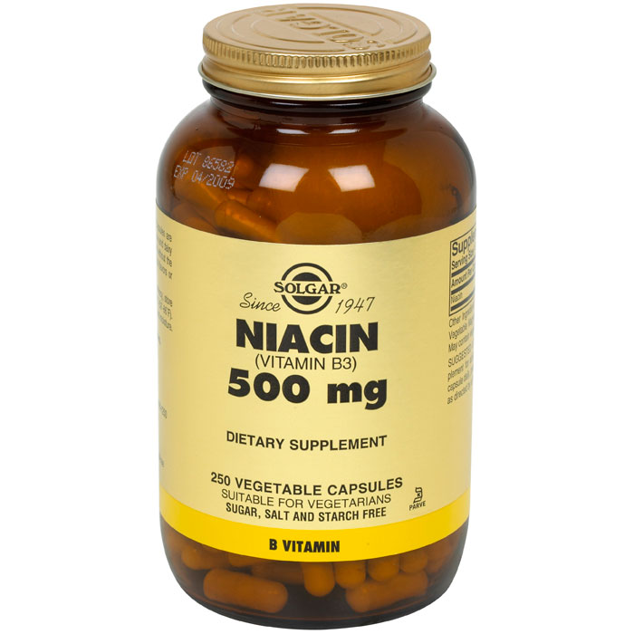 Solgar Niacin Vitamin B3 500 mg 250 Vegetarian Capsules