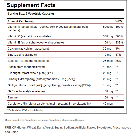 Solgar Bilberry Ginkgo Eyebright Complex Plus Lutein Vegetable Capsules
